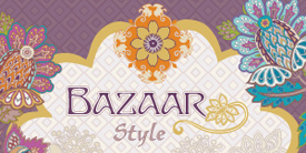 Bazaar Style by Pat Bravo. Inspired by exotic florals and medallions in purple, gold and teal.