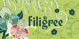 Filigree by Pat Bravo. Flowing prints influenced by the Art Nouveau movement.