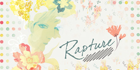 Rapture by Pat Bravo. A soft flowery collection with hues of lemon, red & blue.